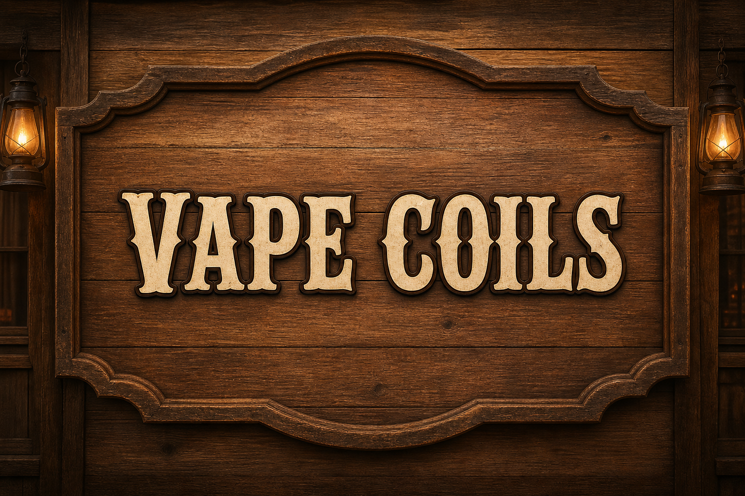 Western sign graphic for Vape Coils at Vape Saloon