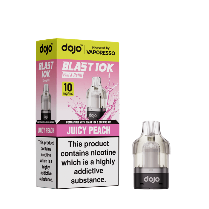 Vaporesso DOJO Blast 10K Juicy Peach 10mg prefilled replacement pod and refill