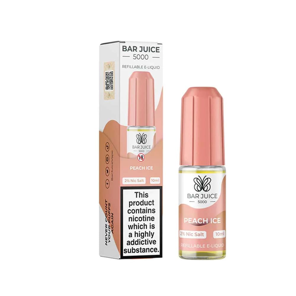 Bar Juice 5000 Peach Ice 10ml nicotine salt e-liquid bottle