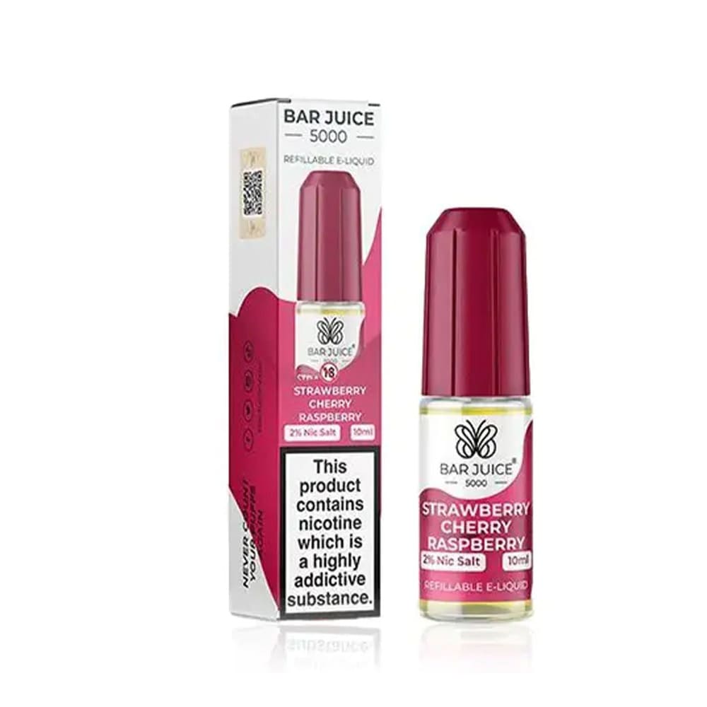 Bar Juice 5000 Strawberry Cherry Raspberry 10ml nicotine salt e-liquid bottle