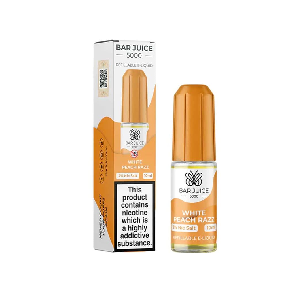 Bar Juice 5000 White Peach Razz 10ml nicotine salt e-liquid bottle