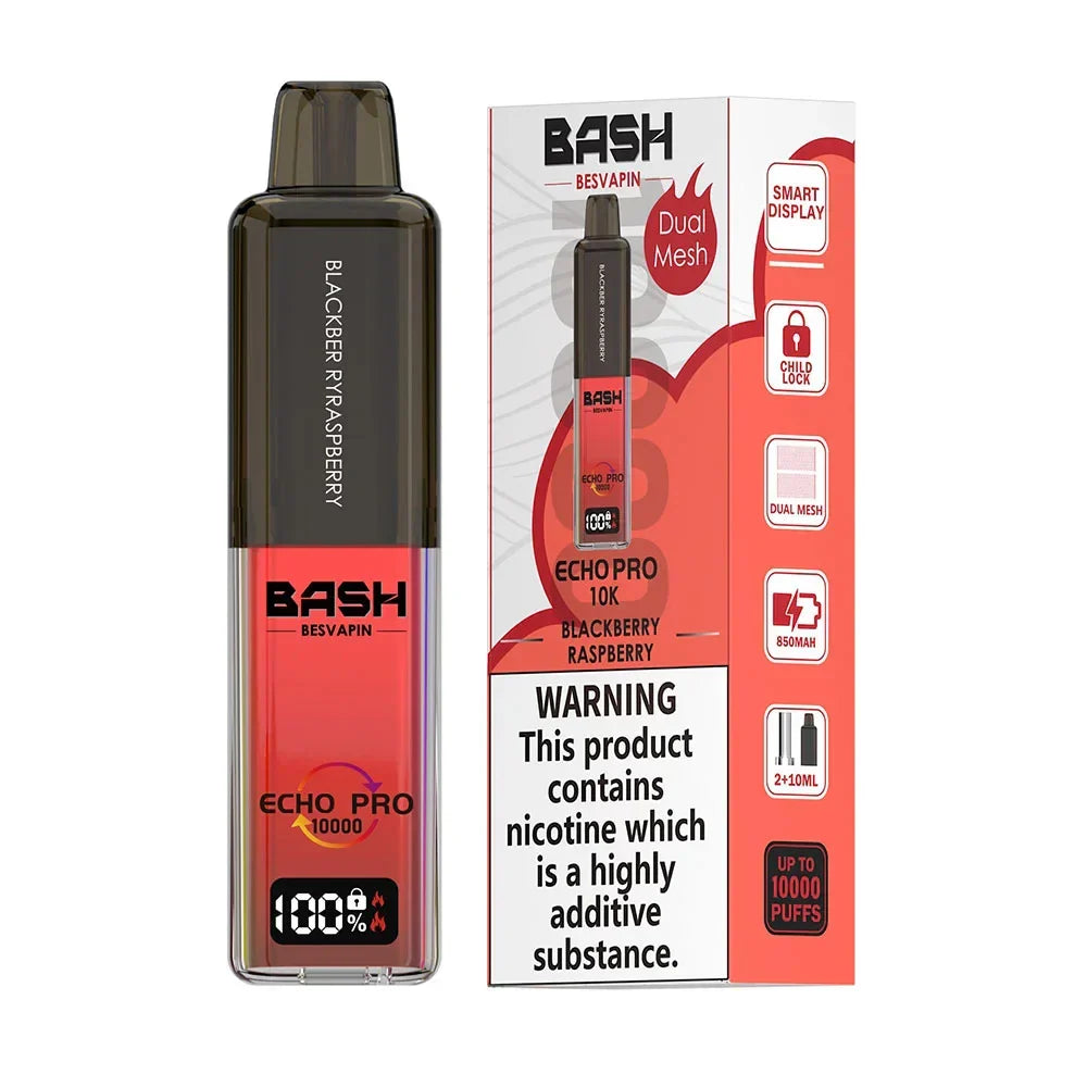 Bash Echo Pro 10K Blackberry Raspberry rechargeable prefilled vape kit 20mg
