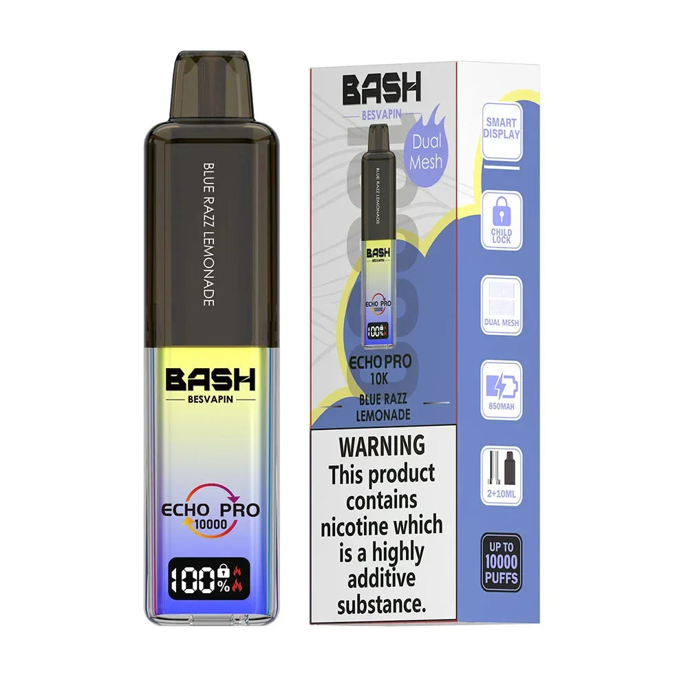 Bash Echo Pro 10K Blue Razz Lemonade rechargeable prefilled vape kit 20mg