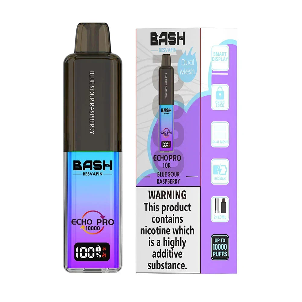 Bash Echo Pro 10K Blue Sour Raspberry rechargeable prefilled vape kit 20mg
