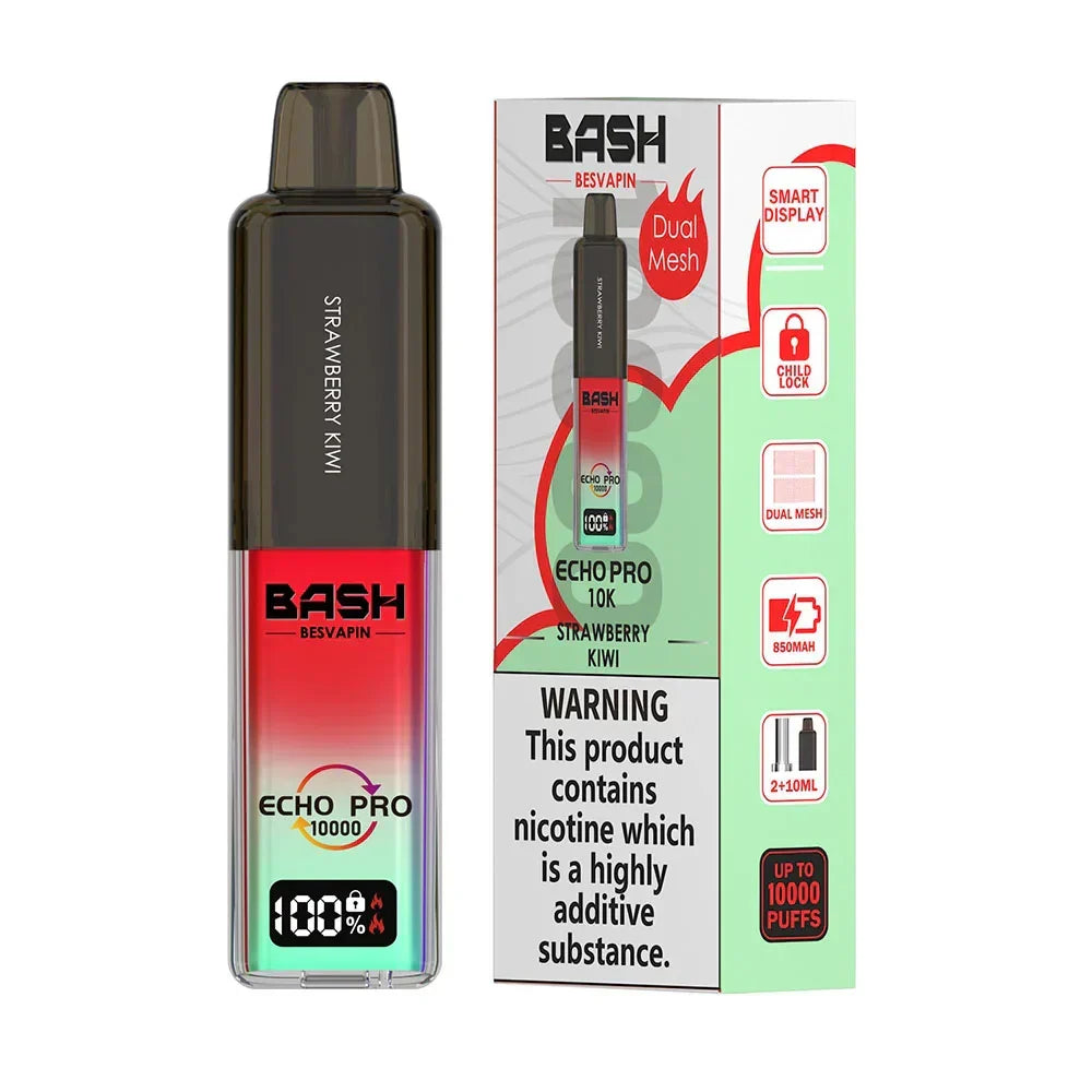 Bash Echo Pro 10K Strawberry Kiwi rechargeable prefilled vape kit 20mg