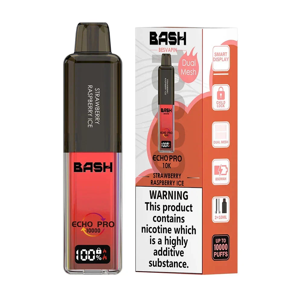 Bash Echo Pro 10K Strawberry Raspberry Ice rechargeable prefilled vape kit 20mg