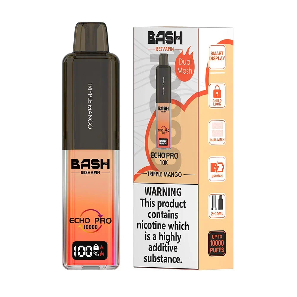 Bash Echo Pro 10K Triple Mango rechargeable prefilled vape kit 20mg
