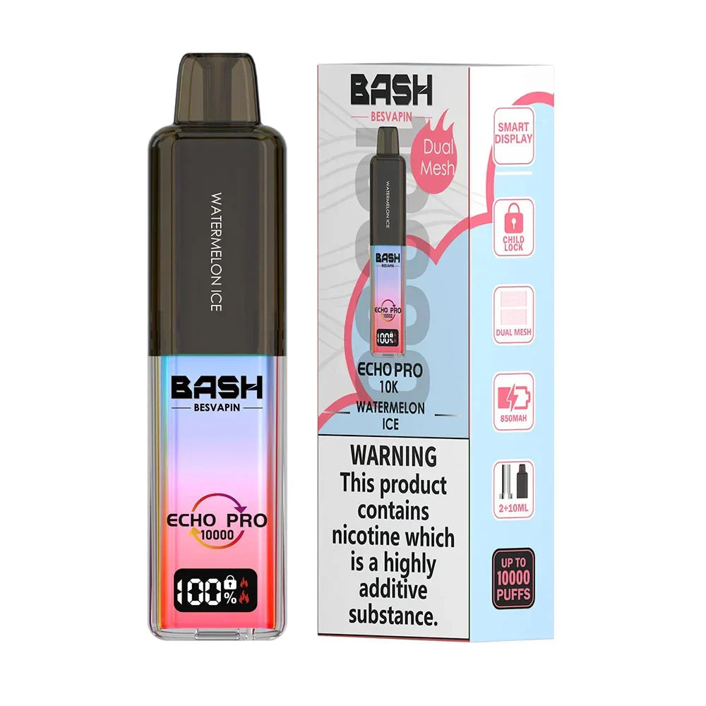 Bash Echo Pro 10K Watermelon Ice rechargeable prefilled vape kit 20mg