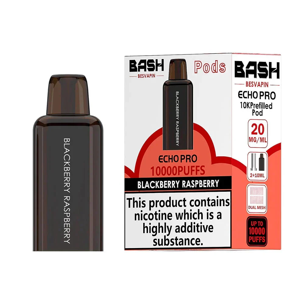 Bash Echo Pro 10K Blackberry Raspberry prefilled replacement pod and refill pack 20mg