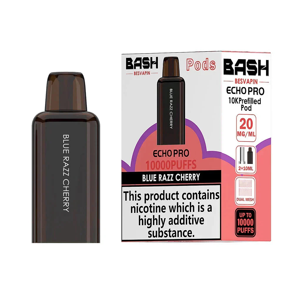Bash Echo Pro 10K Blue Razz Cherry prefilled replacement pod and refill pack 20mg