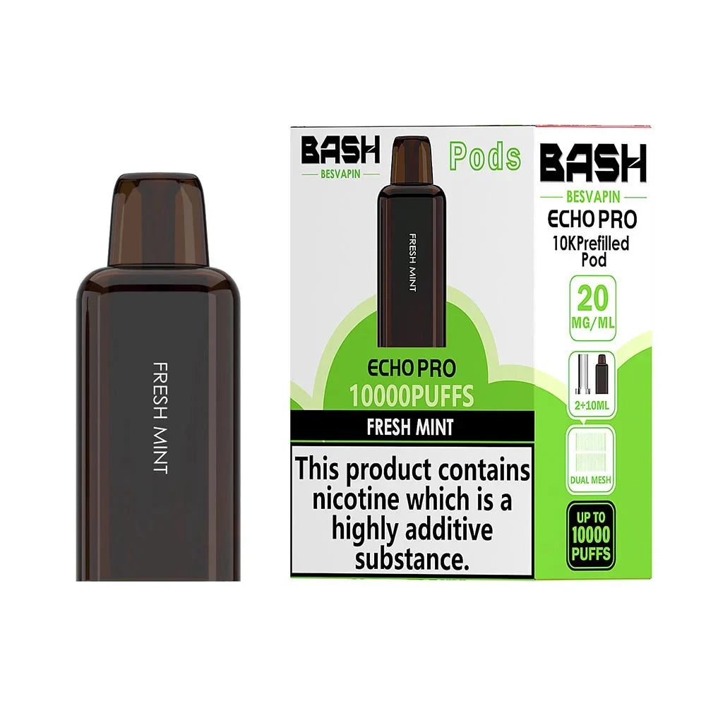 Bash Echo Pro 10K Fresh Mint prefilled replacement pod and refill pack 20mg