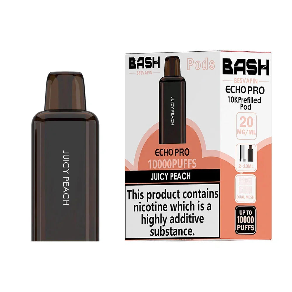 Bash Echo Pro 10K Juicy Peach prefilled replacement pod and refill pack 20mg