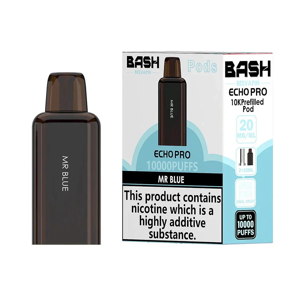 Bash Echo Pro 10K Mr Blue prefilled replacement pod and refill pack 20mg