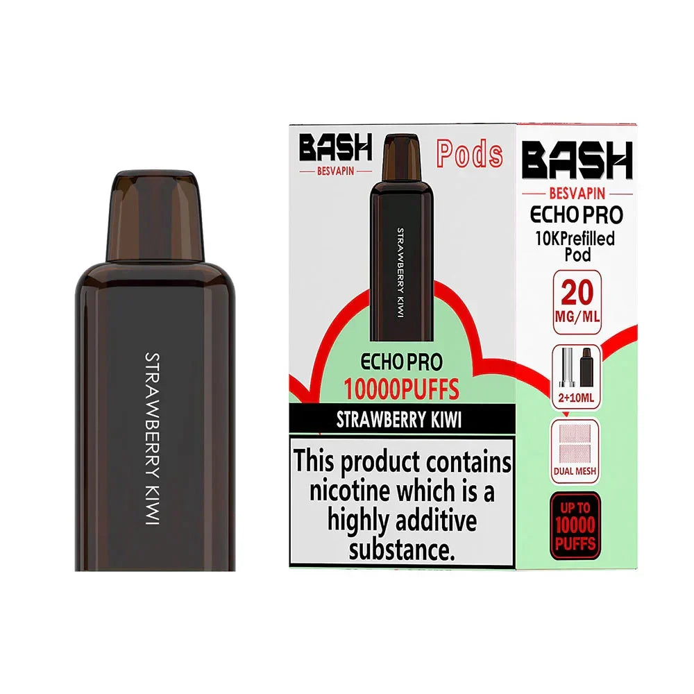 Bash Echo Pro 10K Strawberry Kiwi prefilled replacement pod and refill pack 20mg