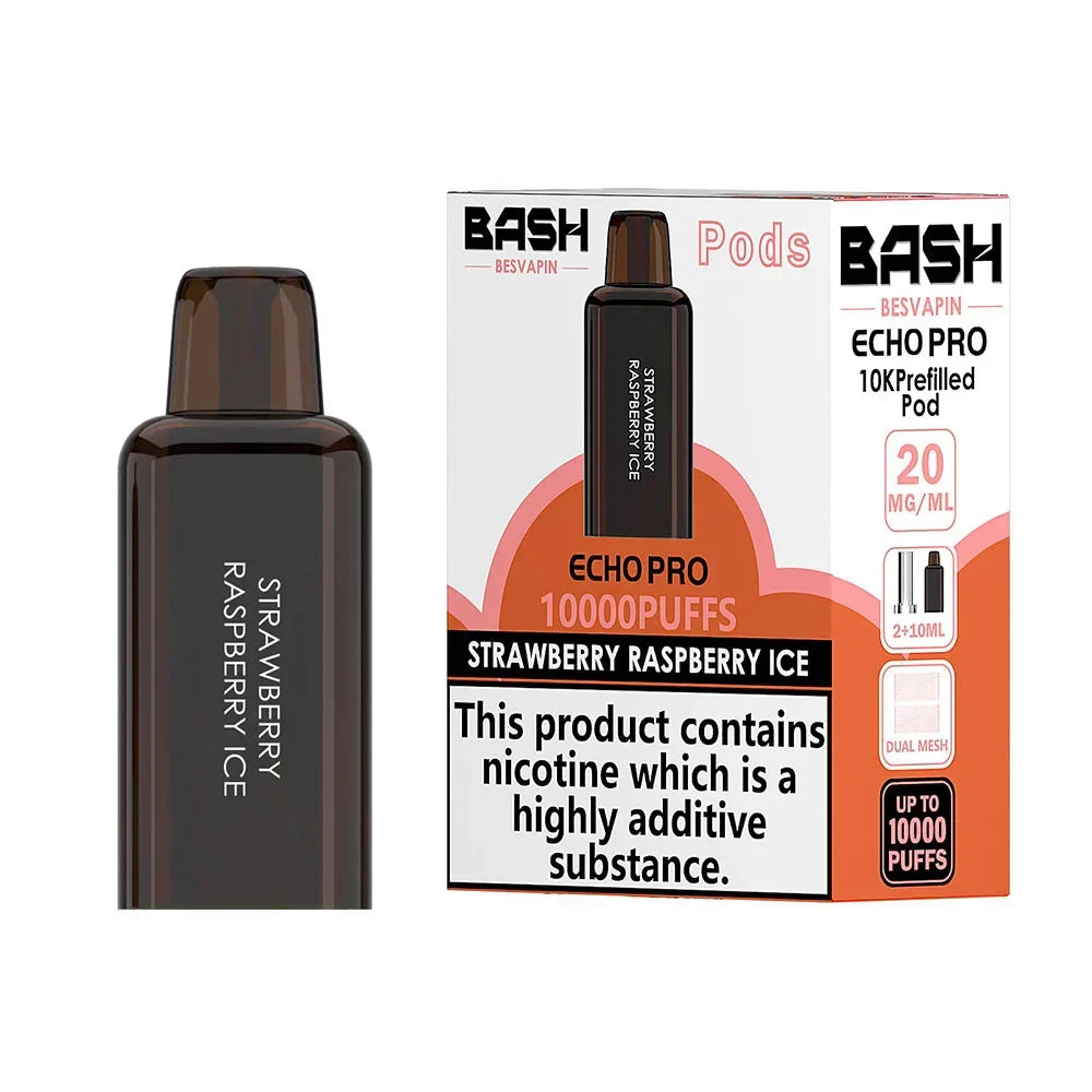 Bash Echo Pro 10K Strawberry Raspberry Ice prefilled replacement pod and refill pack 20mg