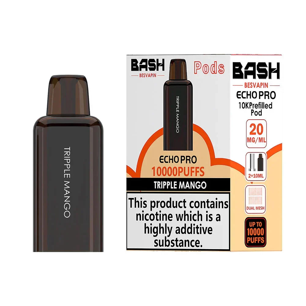 Bash Echo Pro 10K Triple Mango prefilled replacement pod and refill pack 20mg