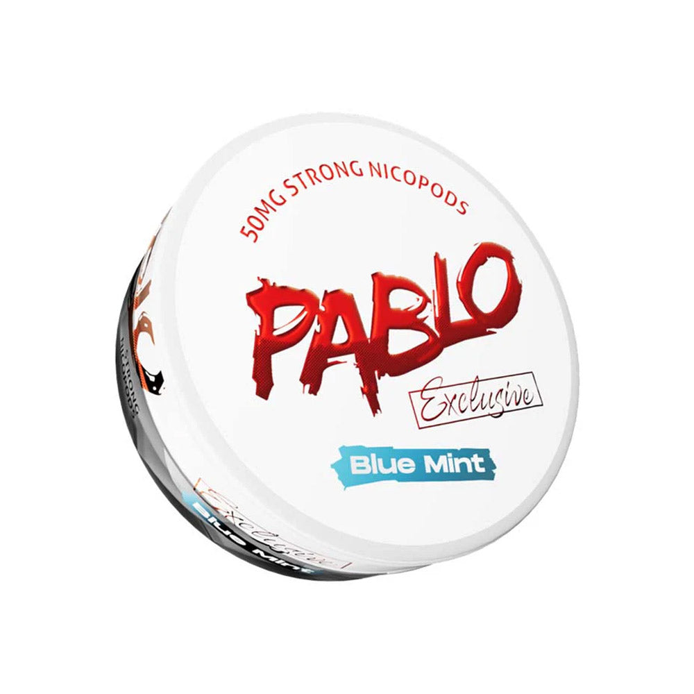 Pablo Exclusive Blue Mint nicotine pouch can, 50mg/g and 30mg per pouch