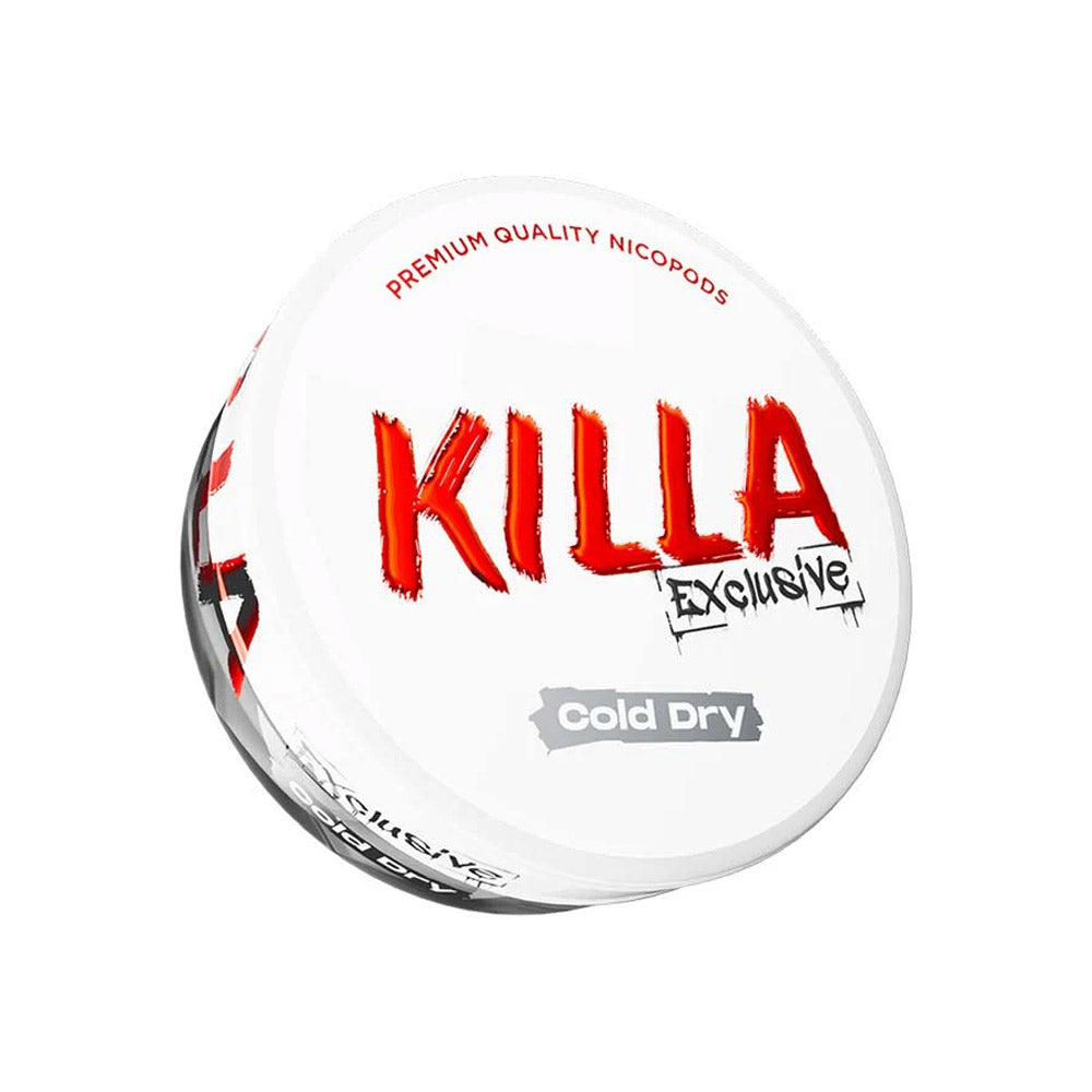 Killa Exclusive Cold Dry nicotine pouch can, 16.5mg/g and 13.2mg per pouch