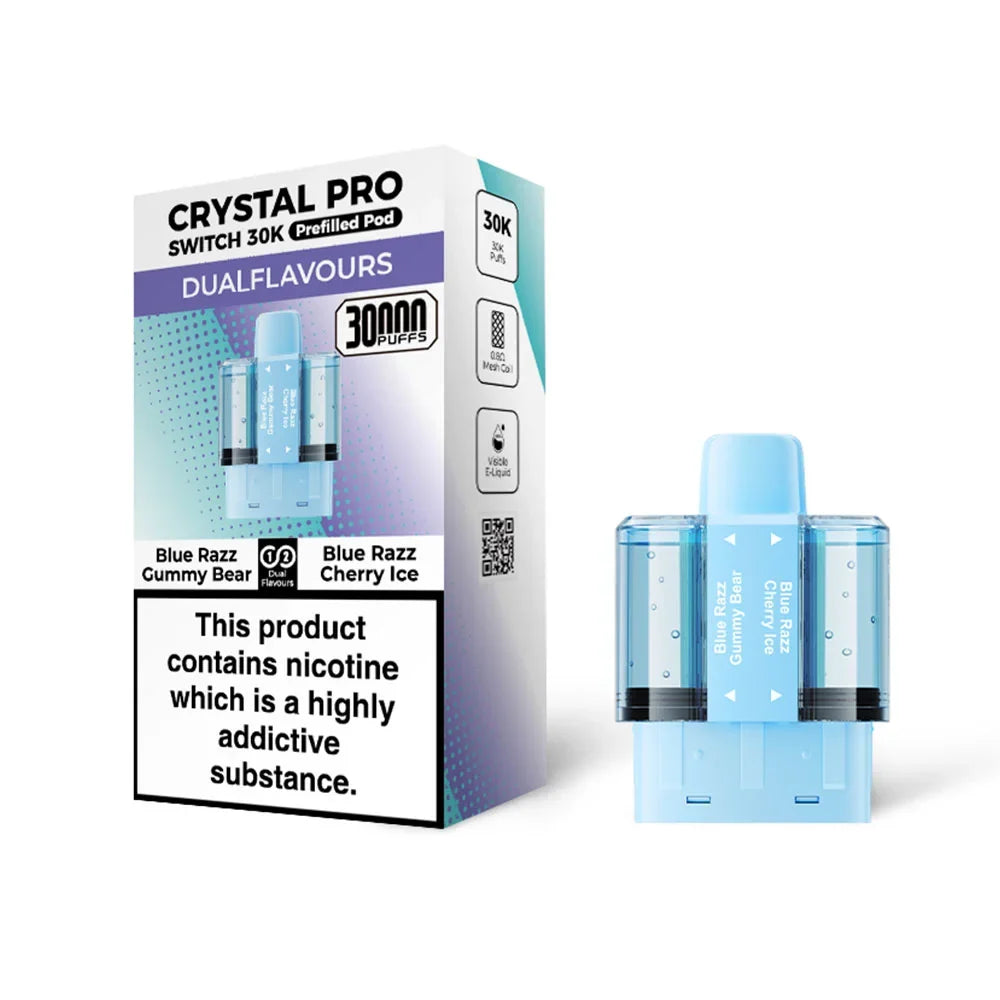 Crystal Pro Switch 30K Blue Razz Gummy Bear / Blue Razz Cherry Ice replacement pods