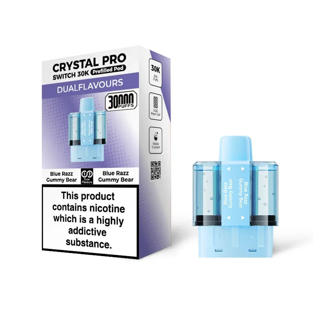 Crystal Pro Switch 30K Blue Razz Gummy Bear / Blue Razz Gummy Bear replacement pods