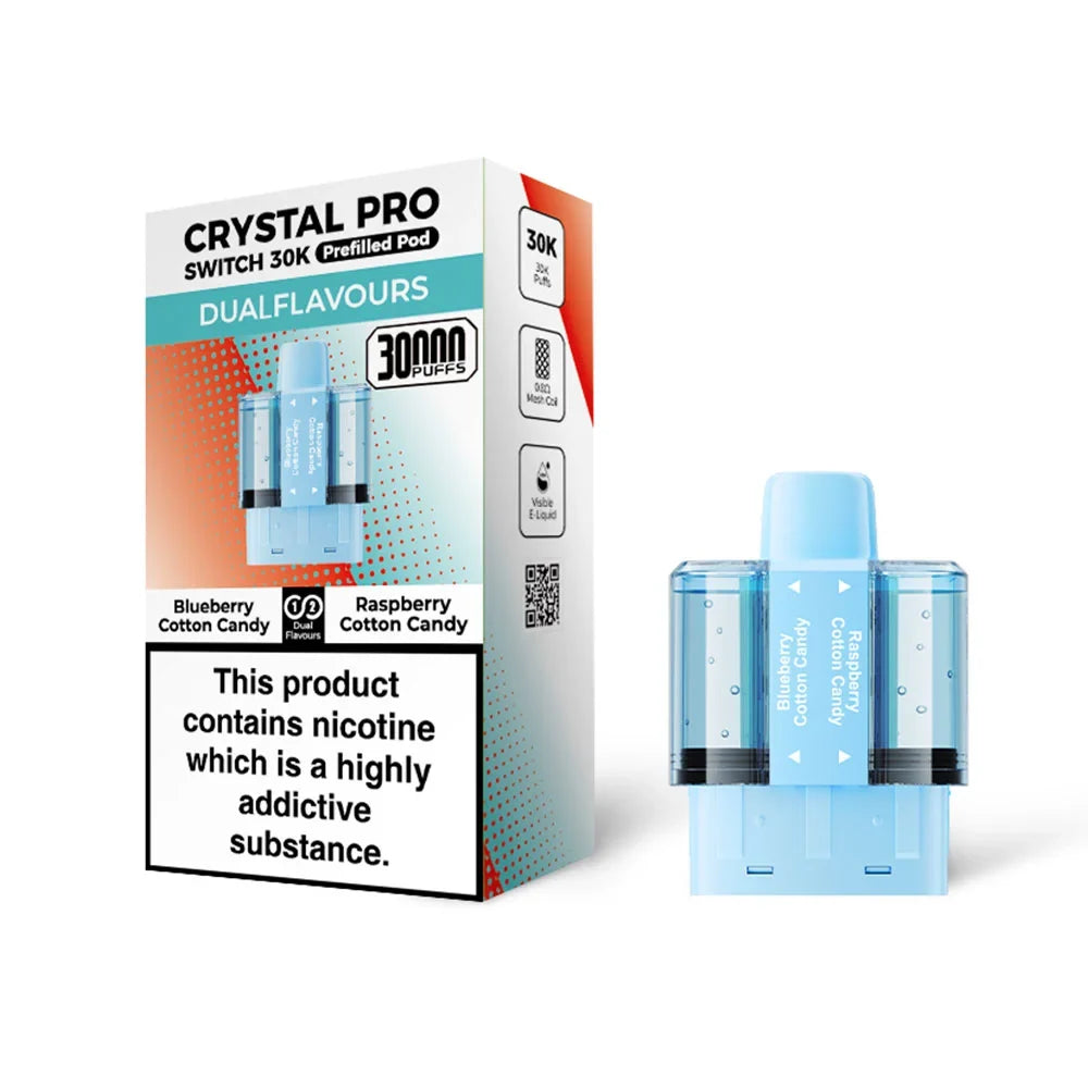 Crystal Pro Switch 30K Blueberry Cotton Candy / Raspberry Cotton Candy replacement pods