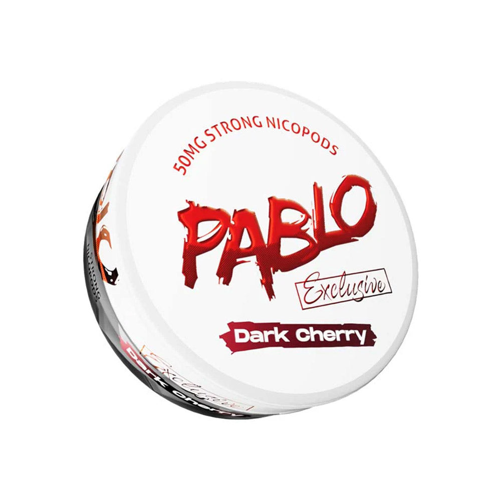 Pablo Exclusive Dark Cherry nicotine pouch can, 50mg/g and 30mg per pouch