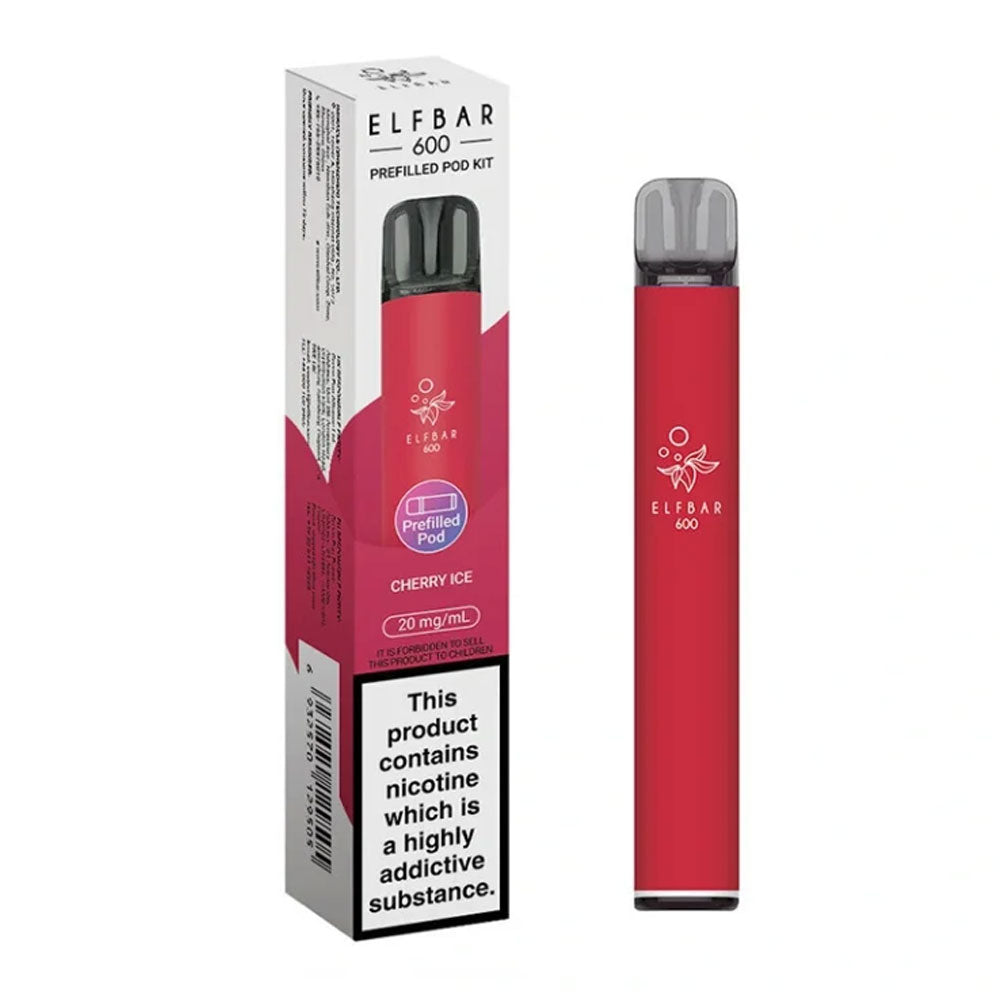 Elf Bar 600 Cherry Ice rechargeable prefilled pod kit