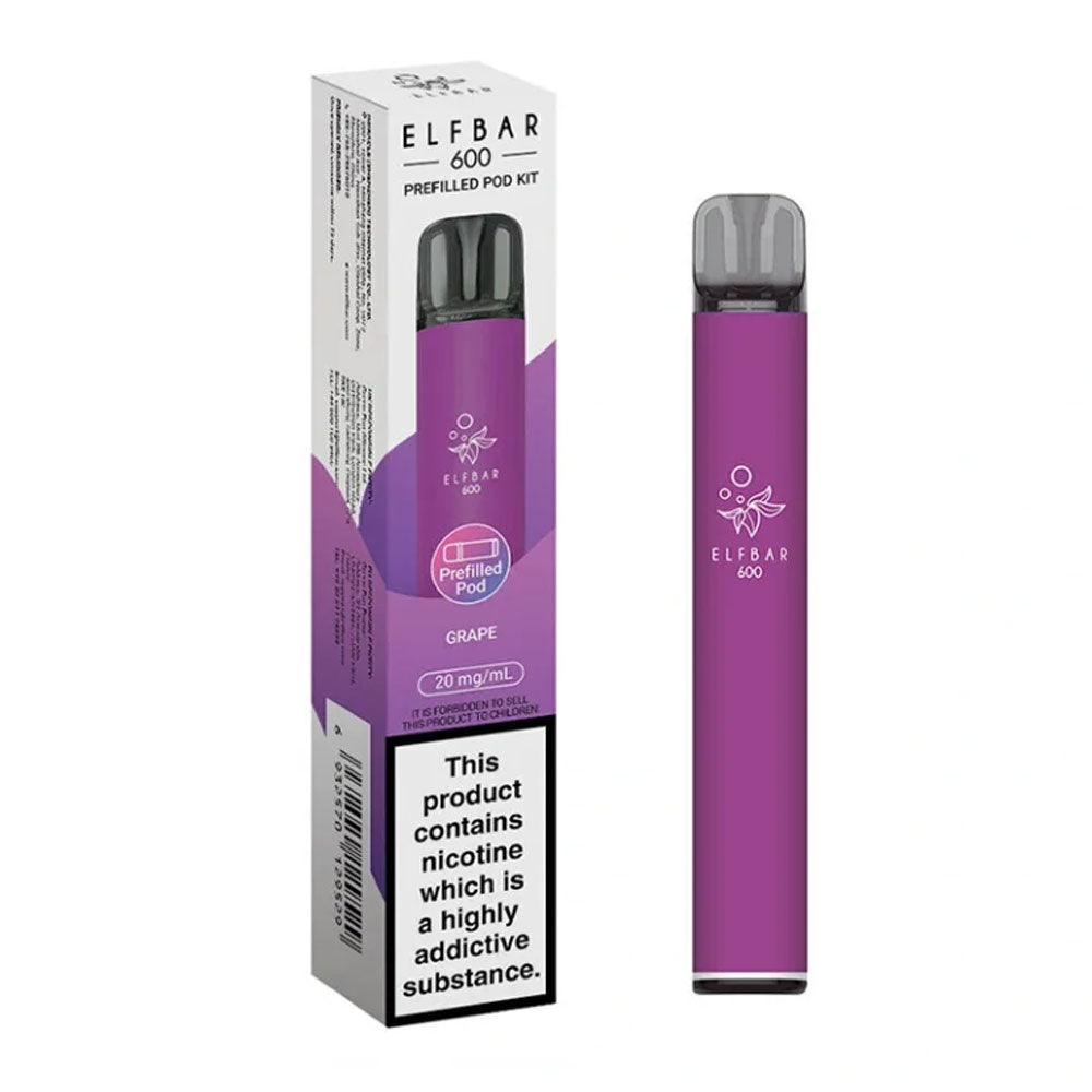 Elf Bar 600 Grape rechargeable prefilled pod kit