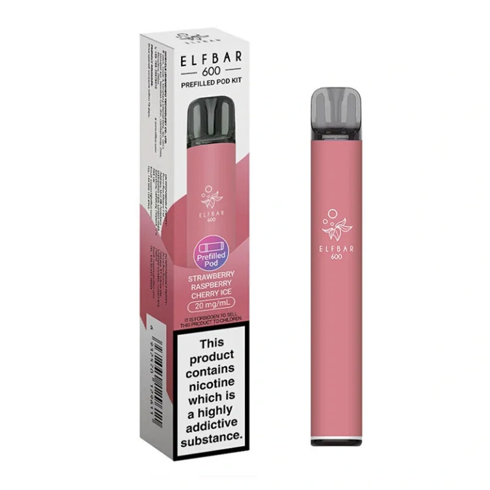 Elf Bar 600 Strawberry Raspberry Cherry Ice rechargeable prefilled pod kit