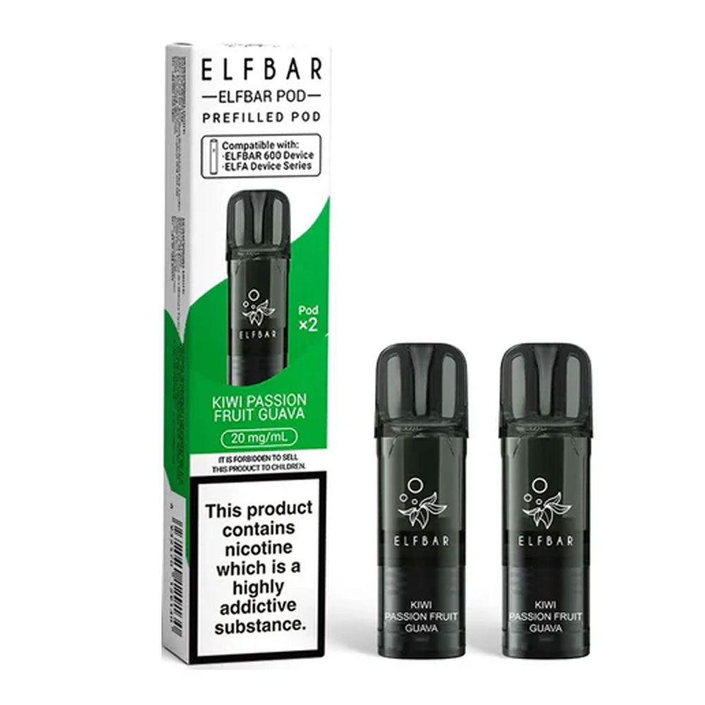 Elf Bar 600 Kiwi Passion Fruit Guava replacement prefilled pods two-pack