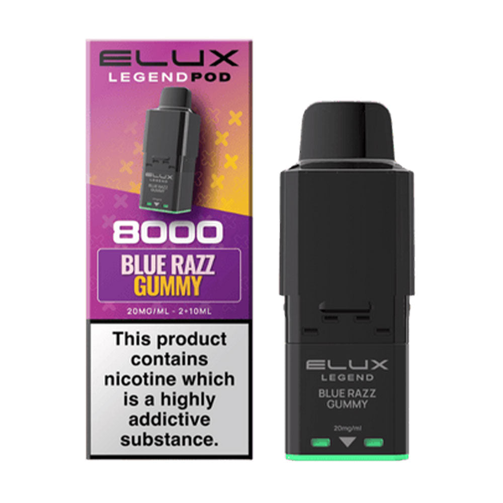 ELUX Legend 8000 Blue Razz Gummy replacement prefilled pods
