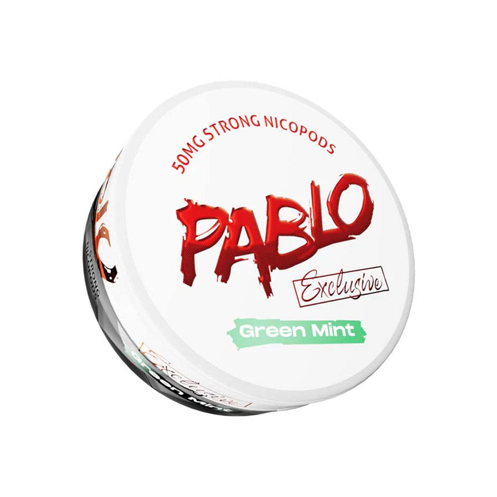 Pablo Exclusive Green Mint nicotine pouch can, 50mg/g and 30mg per pouch
