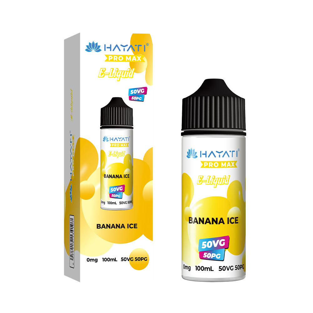Hayati Pro Max Banana Ice 100ml 50/50 shortfill e-liquid bottle
