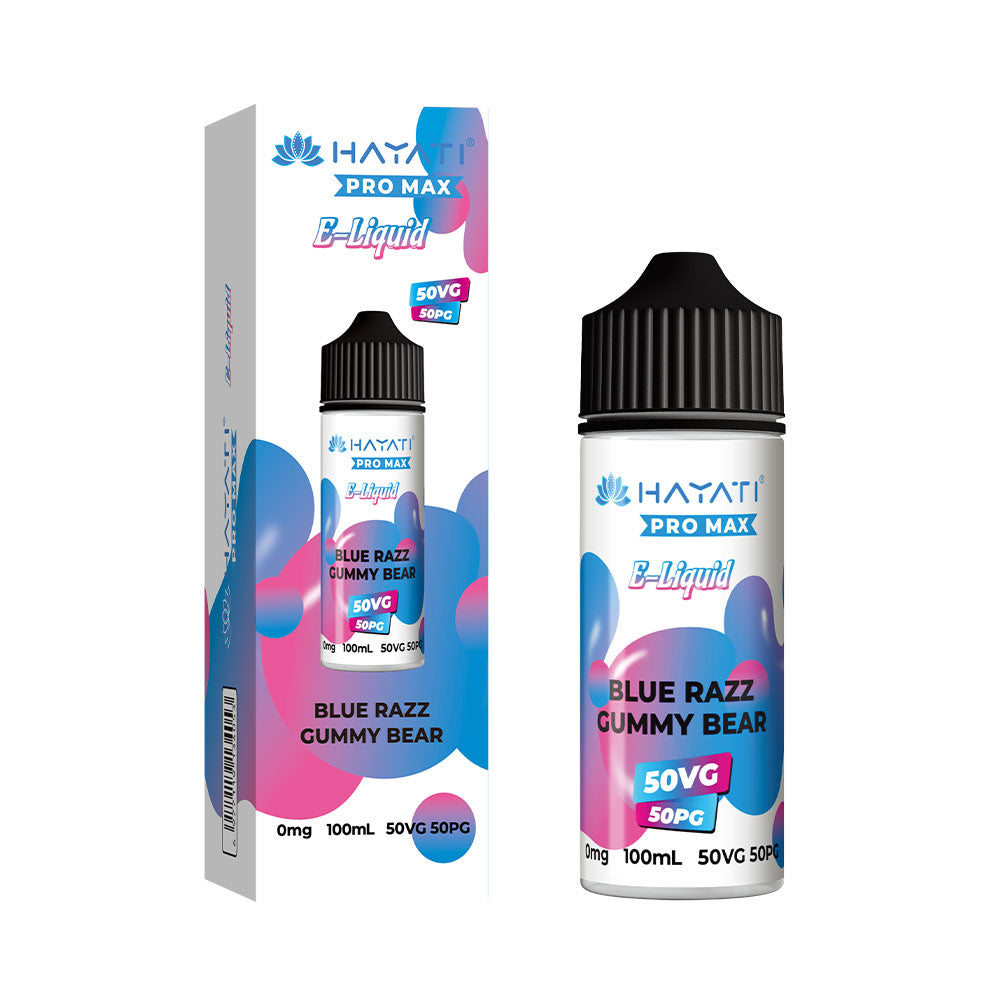 Hayati Pro Max Blue Razz Gummy Bear 100ml 50/50 shortfill e-liquid bottle