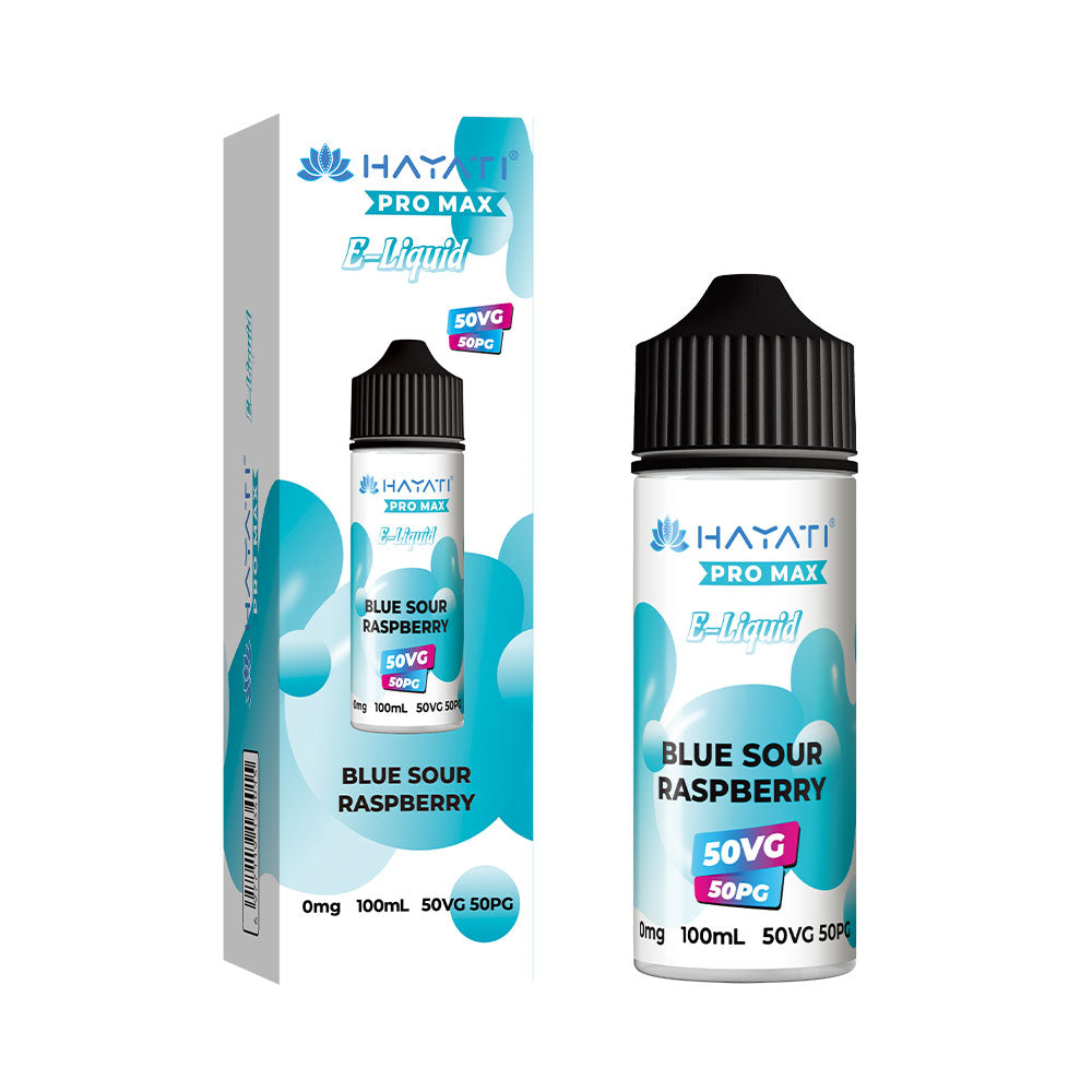 Hayati Pro Max Blue Sour Raspberry 100ml 50/50 shortfill e-liquid bottle