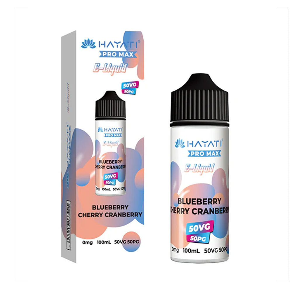 Hayati Pro Max Blueberry Cherry Cranberry 100ml 50/50 shortfill e-liquid bottle