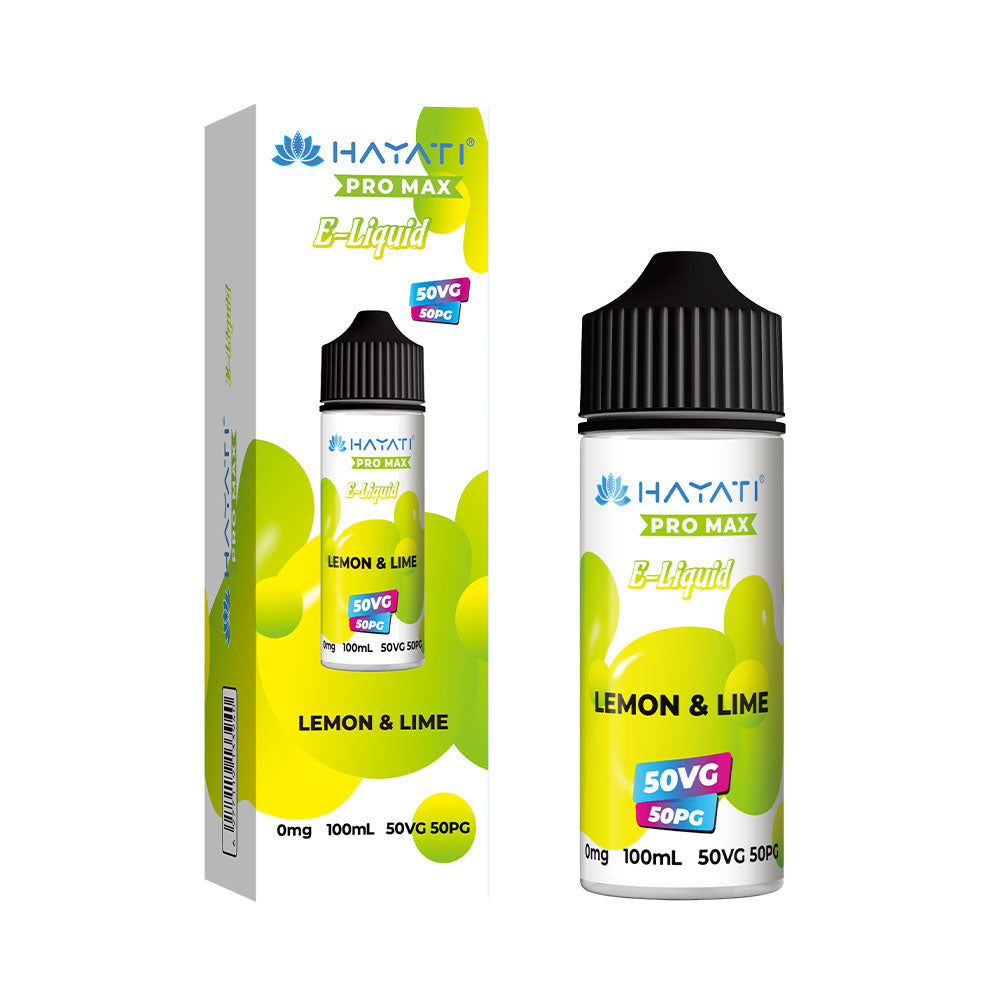 Hayati Pro Max Lemon & Lime 100ml 50/50 shortfill e-liquid bottle
