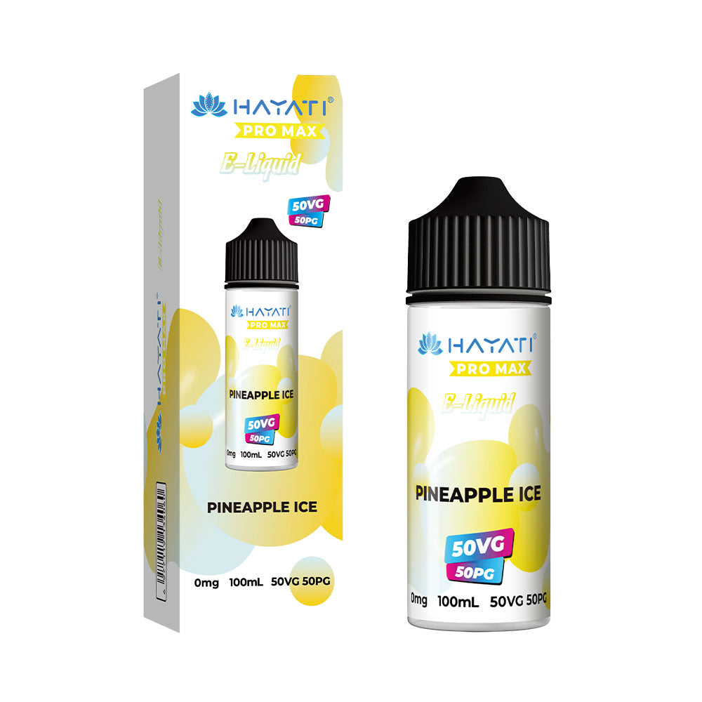 Hayati Pro Max Pineapple Ice 100ml 50/50 shortfill e-liquid bottle