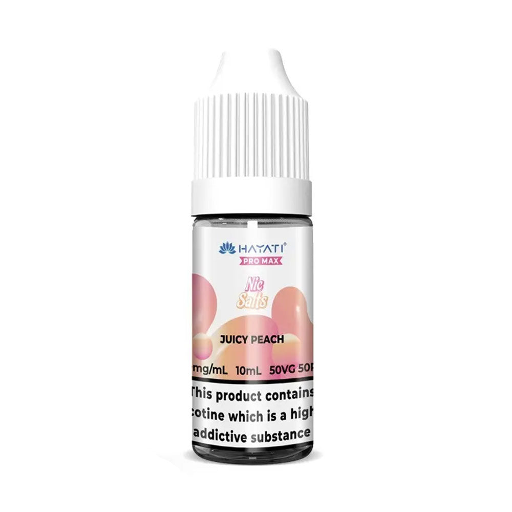 Hayati Pro Max Juicy Peach 10ml nic salt e-liquid bottle