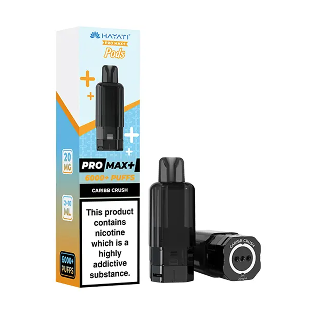 Hayati Pro Max+ 6K Caribb Crush 20mg replacement pod and refill pack