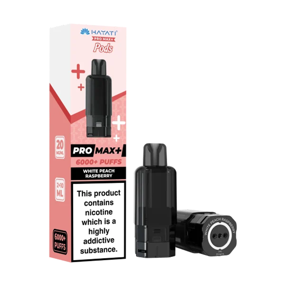 Hayati Pro Max+ 6K White Peach Raspberry prefilled replacement pods
