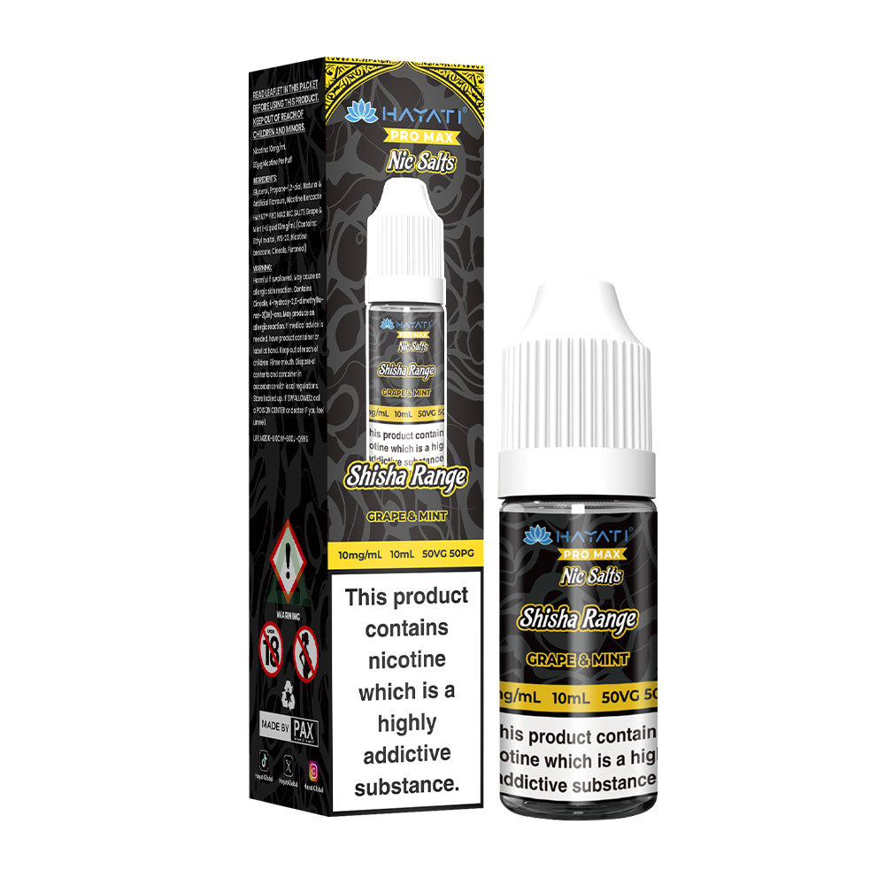 Grape & Mint Hayati Pro Max Shisha Range 10ml Nic Salts E Liquid