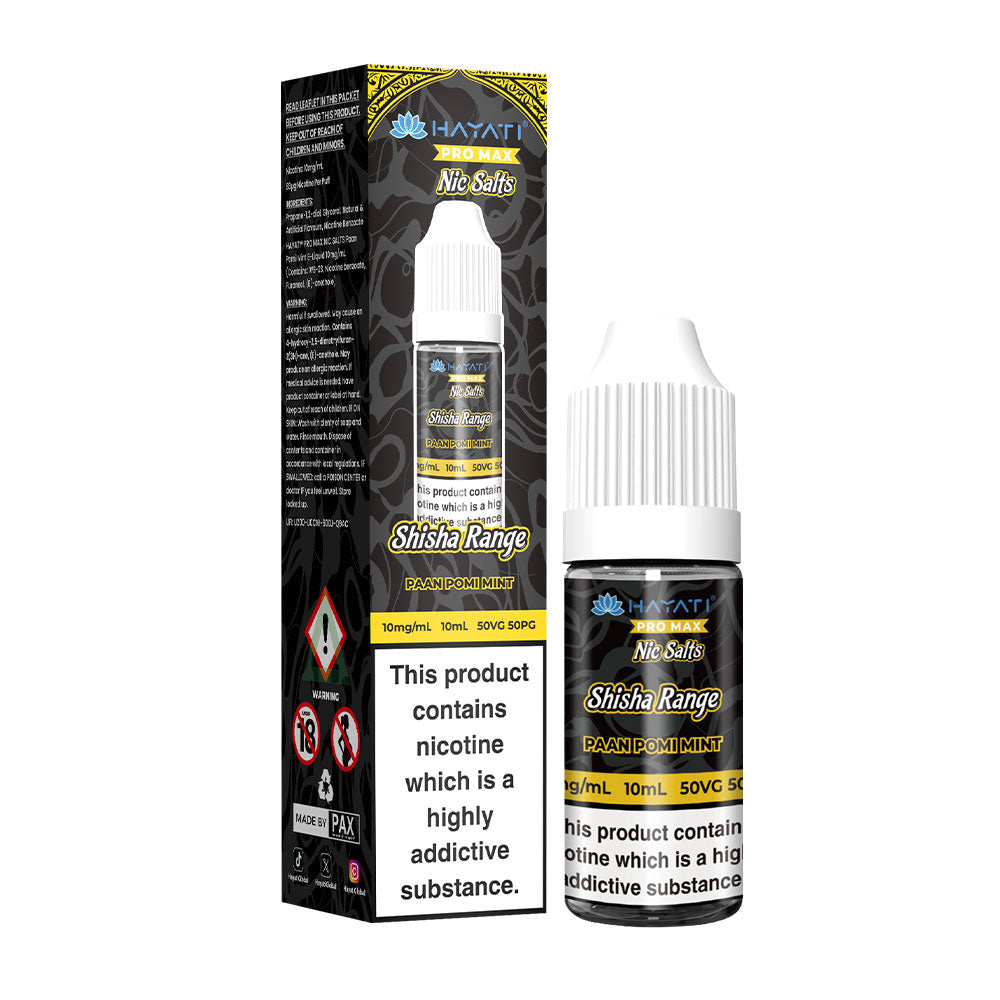 Paan Pomi Mint Hayati Pro Max Shisha Range 10ml Nic Salts E Liquid