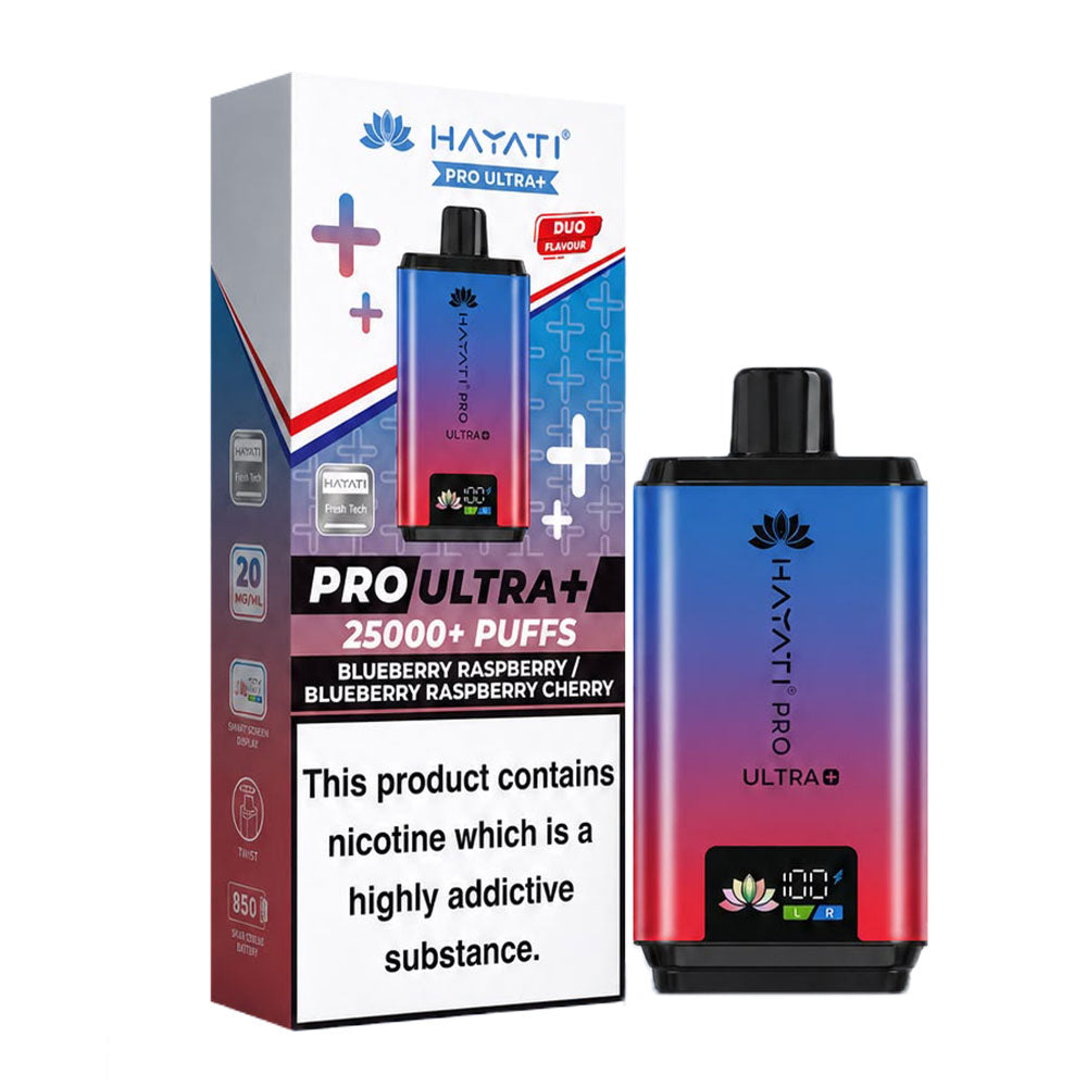 Hayati Pro Ultra+ 25K Blueberry Raspberry / Blueberry Raspberry Cherry 20mg prefilled kit with device