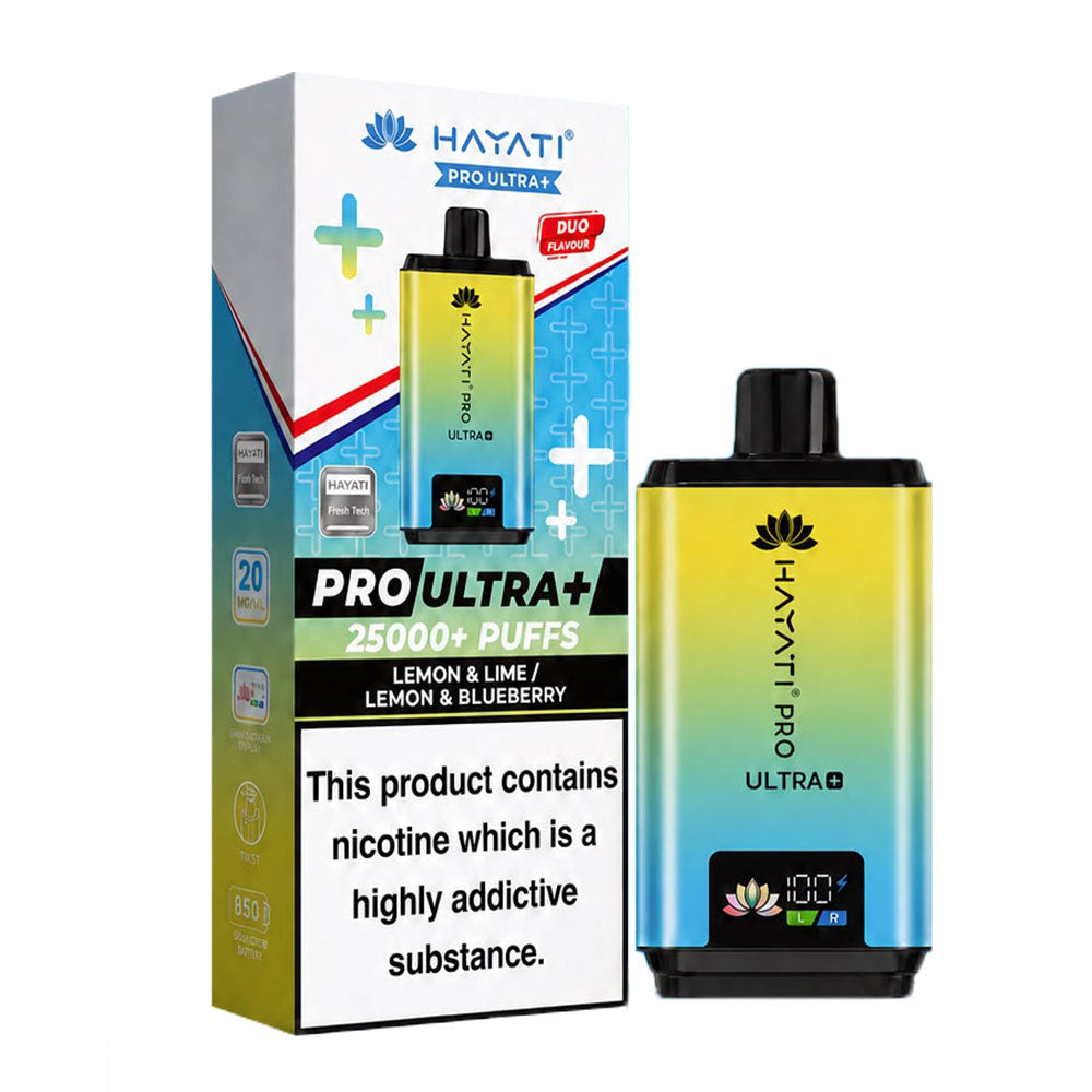 Hayati Pro Ultra+ 25K Lemon & Lime / Lemon & Blueberry 20mg prefilled kit with device