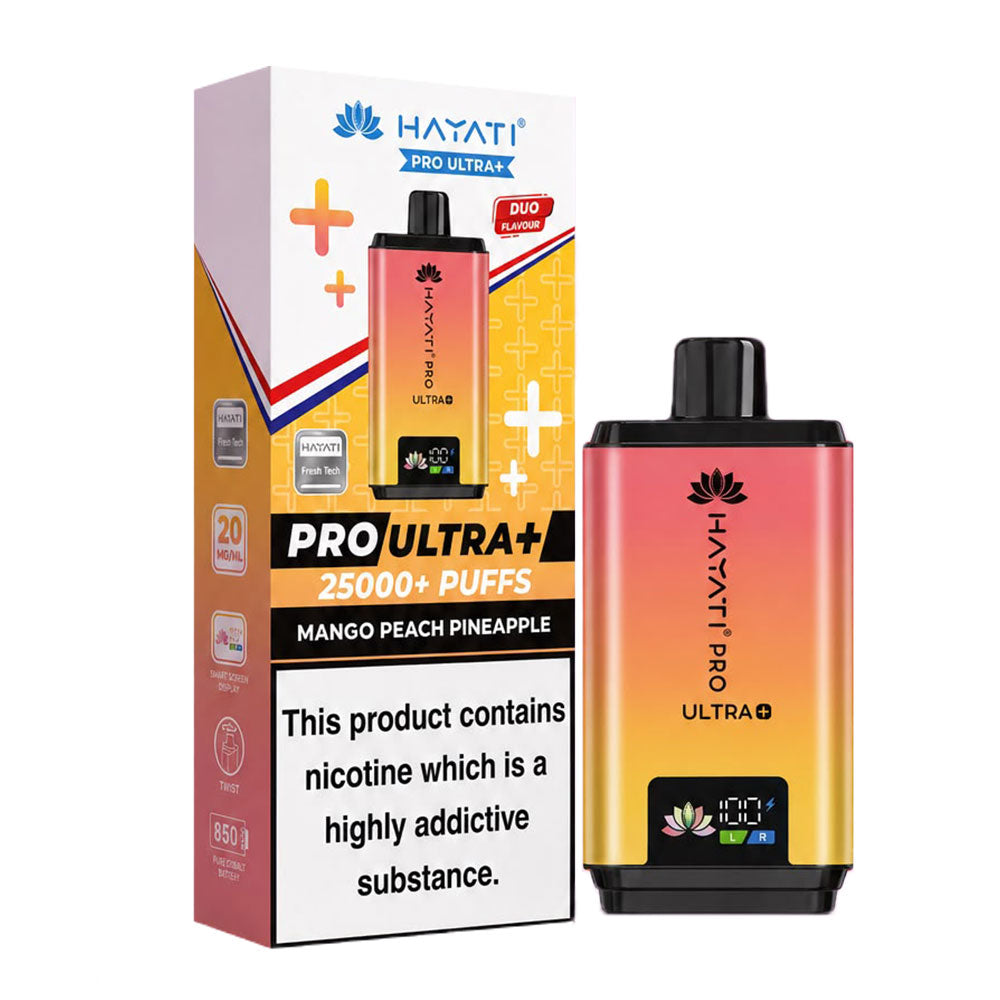 Hayati Pro Ultra+ 25K Mango Peach Pineapple 20mg prefilled kit with device