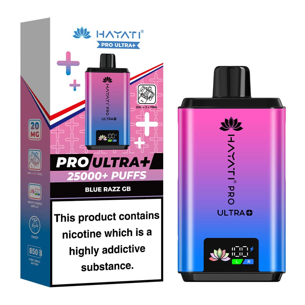 Hayati Pro Ultra+ 25K Blue Razz GB 20mg prefilled kit with device