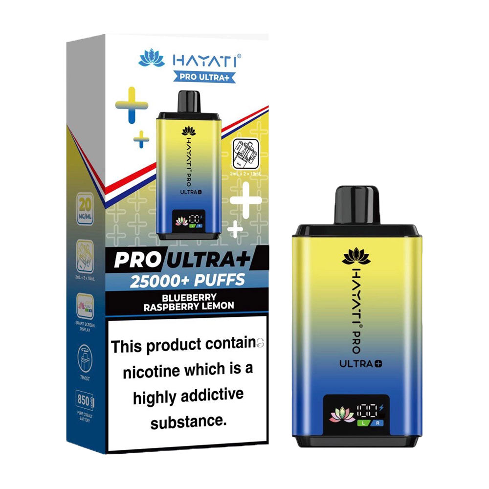 Hayati Pro Ultra+ 25K Blueberry Raspberry Lemon 20mg prefilled kit with device