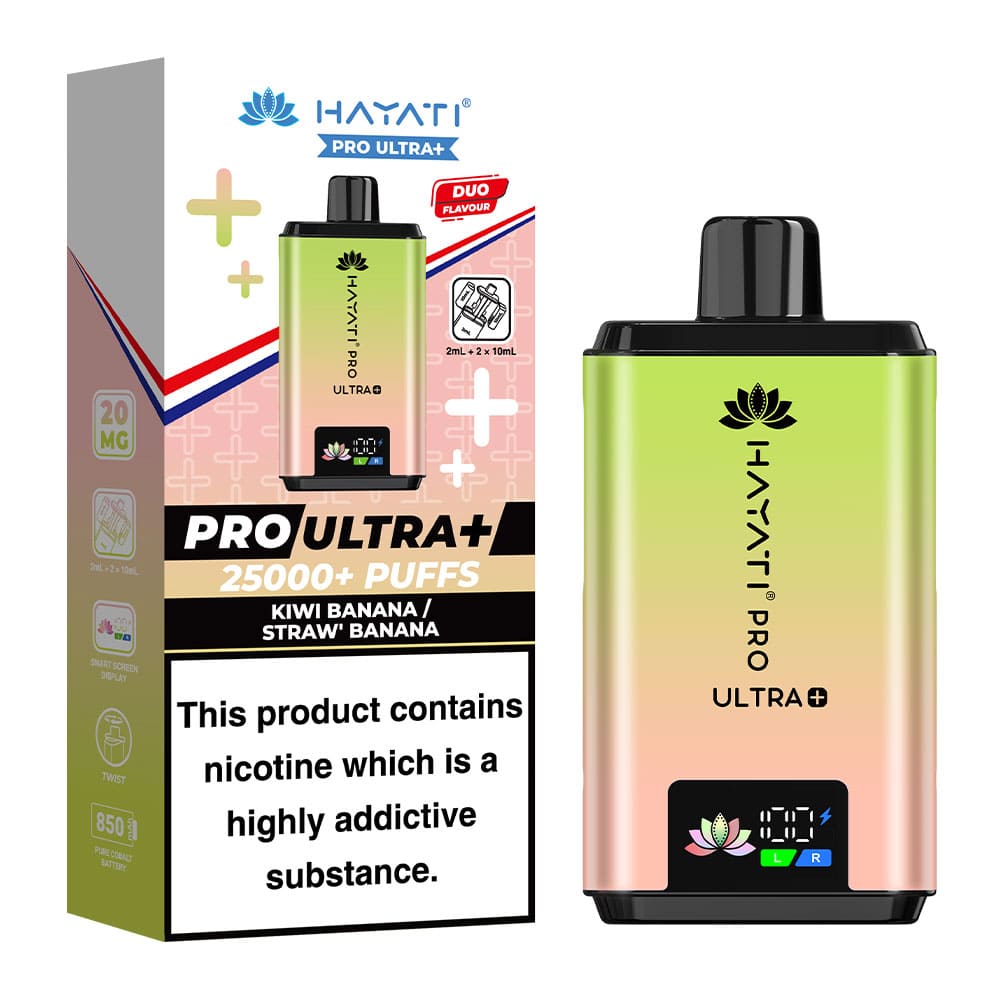Hayati Pro Ultra+ 25K Kiwi Banana / Straw' Banana 20mg prefilled kit with device