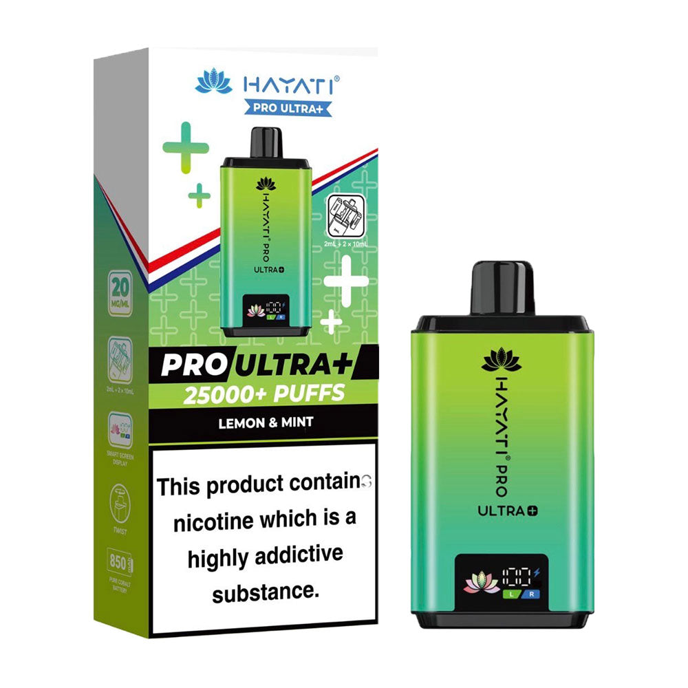 Hayati Pro Ultra+ 25K Lemon & Mint 20mg prefilled kit with device